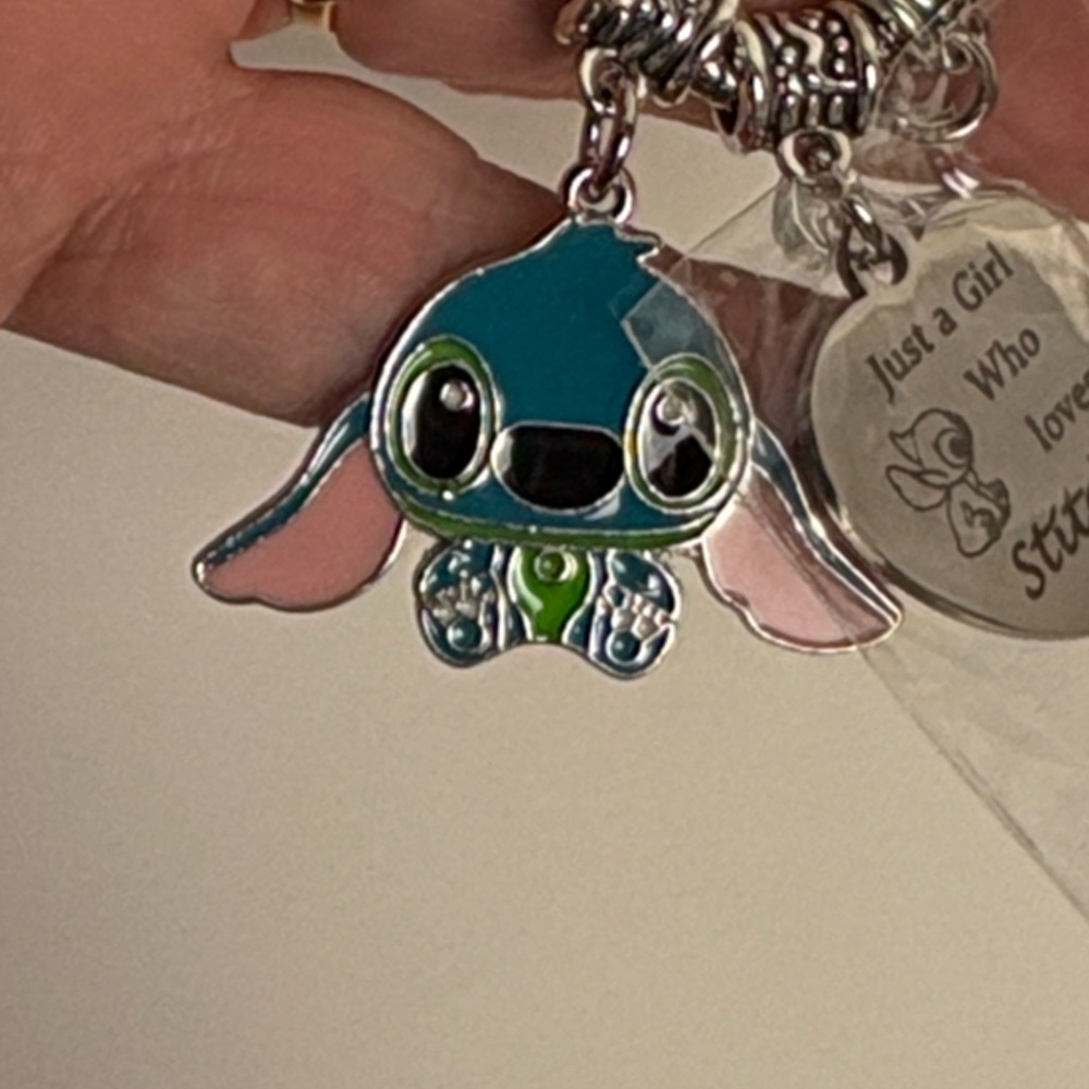Stitch Charm Bracelet with Heart Pendant - Picture 6 of 10